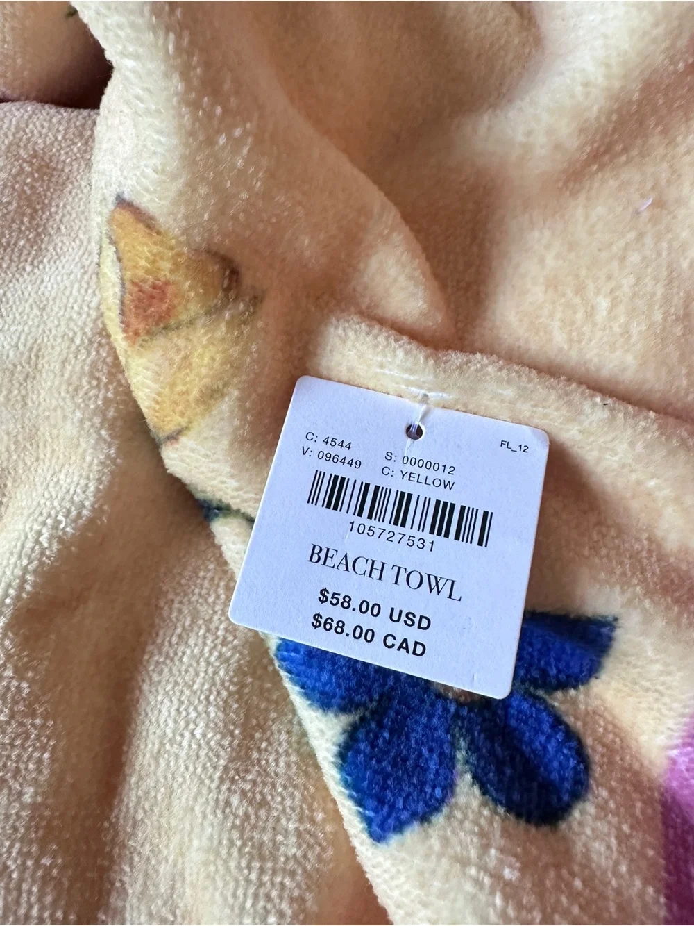 NWT Farm Rio x Anthropologie Printed Beach Towel in Yellow